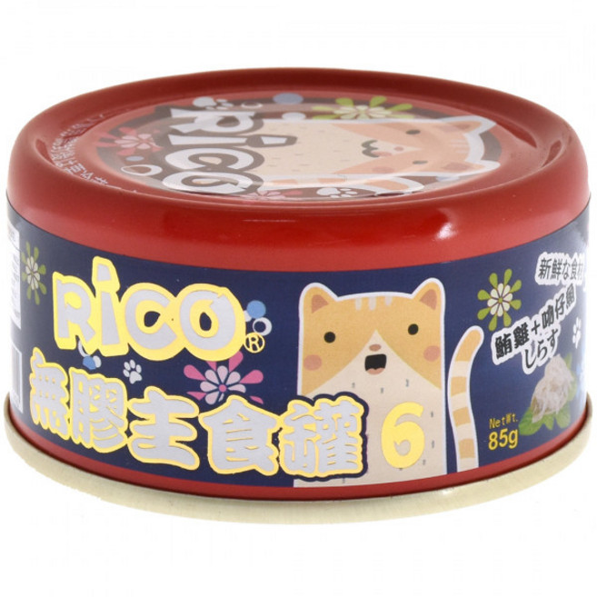RICO 芮可 無膠主食罐 全雞貓罐 85g, 1個, 【6】鮪雞＋吻仔魚