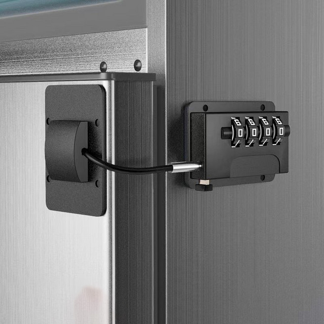 강화도어 냉장고 잠금장치 번호키 시건장치 유리문 사물함 옷장 서랍 창문 열쇠, 1개, 블랙, 번호형