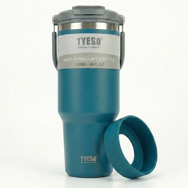 대용량 1리터텀블러 보냉보온 스텐 빨대텀블러 손잡이텀블러 운동 2리터, 텀블러 특대1200ml, 블루, 1개