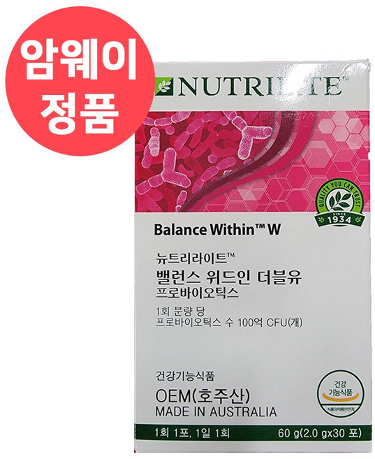 암웨이 밸런스 위드인 더블유, 1개, 60g