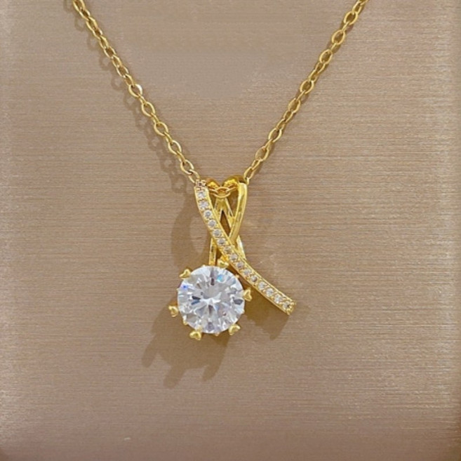 Seolvia 18K 도금 펜던트 목걸이 깔끔한 포인트 데일리 주얼리 ZSW-04