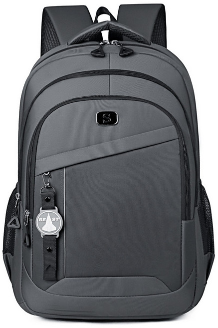 商務休閒雙肩包男短途出差便攜電腦包簡約潮流大容量學生書包, 黑色:一個, 1個