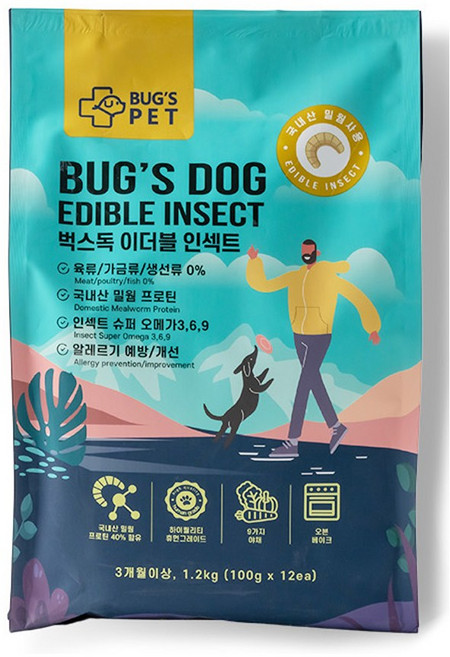 벅스펫 프리미엄 이더블 인섹트 1.2kg 밀웜사료 알러지개선 저지방사료 다이어트사료, 12개, 100g