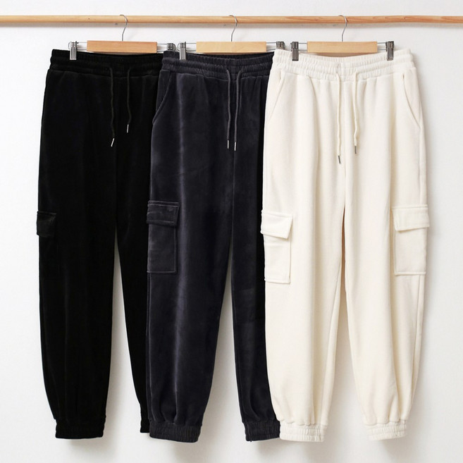 인디오 여성용 밴딩 밍크기모 골덴 카고 조거팬츠 NMA1021