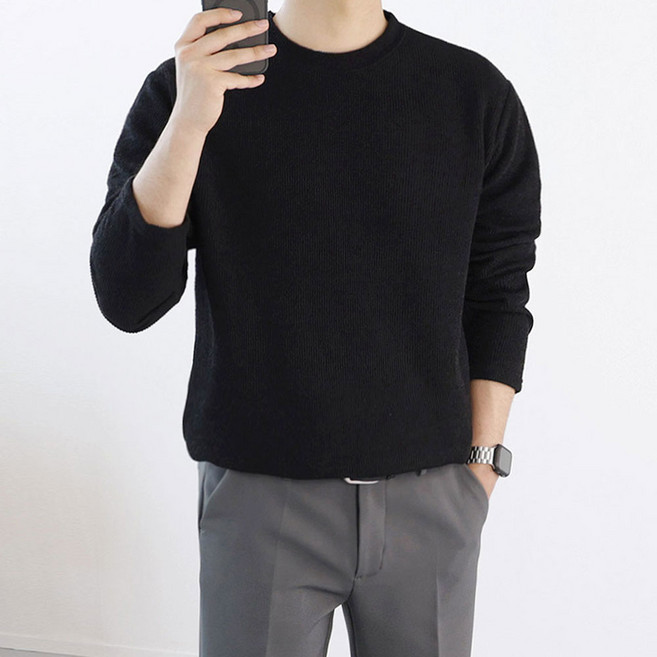 로코비전 95-125 남자 오버핏 드랍숄더 니트 티셔츠 빅사이즈