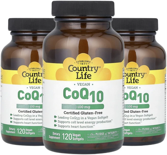 컨트리라이프 비건 코큐텐 CoQ10 100mg 소프트젤 120정 2+1, 3개 - 쿠팡