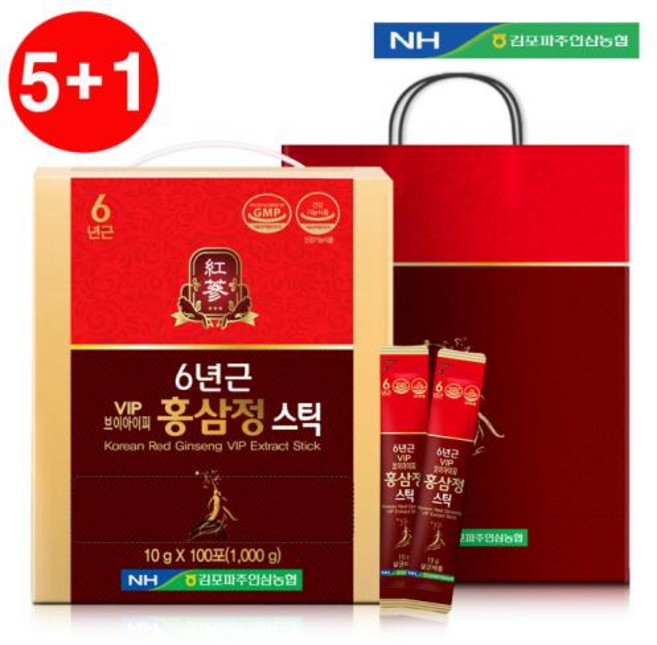 포파주인삼농협 6년근 VIP 홍삼정스틱 10g 100포 6개