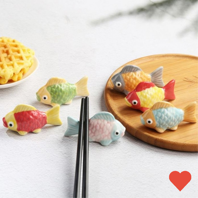 또렷한 붕어수저받침 젓가락받침대 숟가락받침대 하시오키, 옐로우, 1개