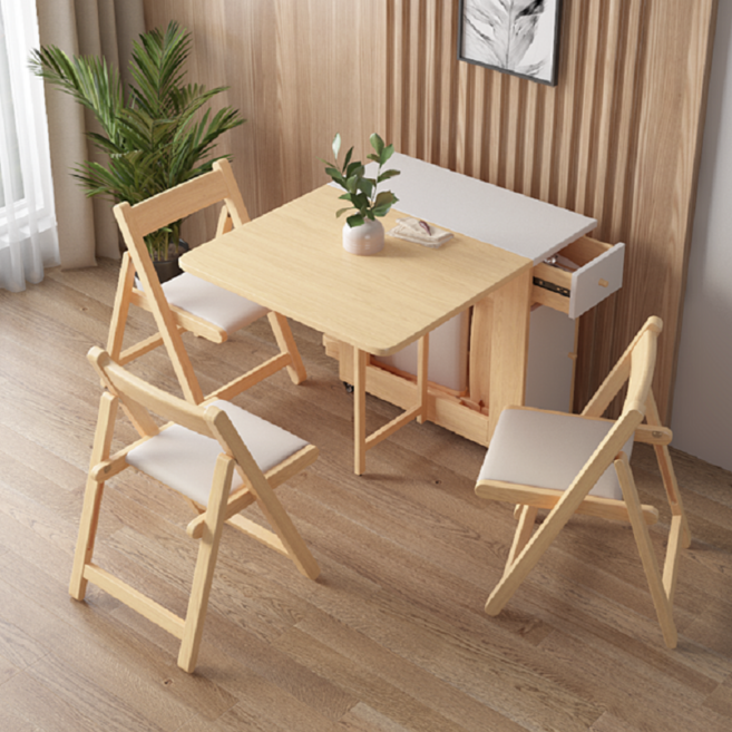트랑떼 공간활욜 이동식 확장형 접이식 식탁 테이블 식탁 1.2M 의자별도, 1.2M우드화이트테이블+의자2개
