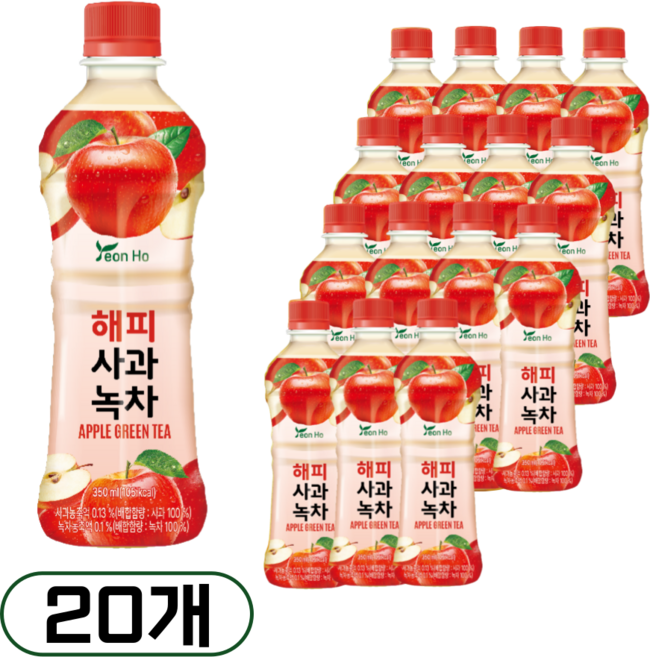 연호음료 해피 사과녹차, 20개, 350ml