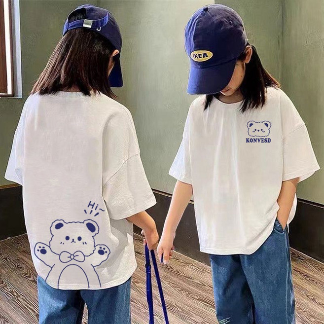 월드소년 초등생 여아 순면 반팔티셔츠