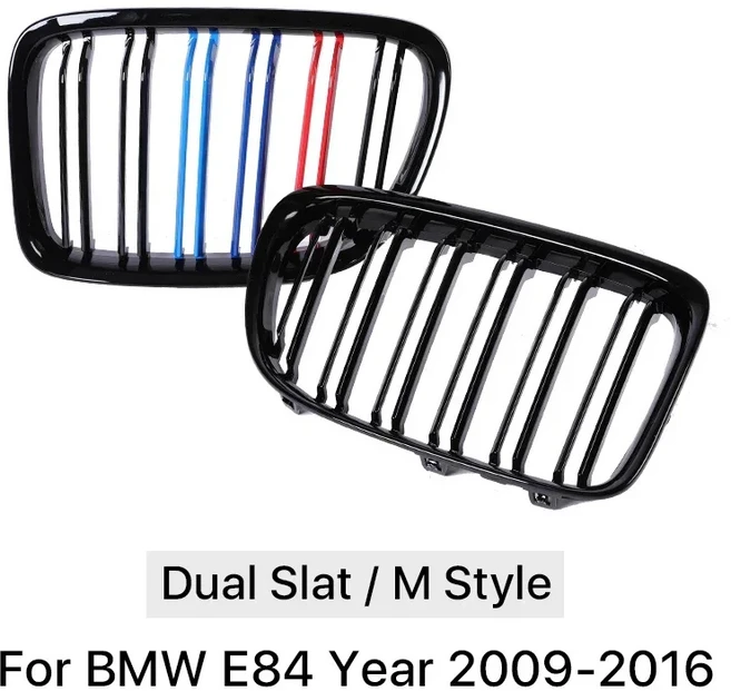 BMW X1 E84 2009-2016 용 전면 신장 M 컬러 레이싱 범퍼 그릴 커버 Facelift Grill Carbon Look Replcement, 01 dual M color