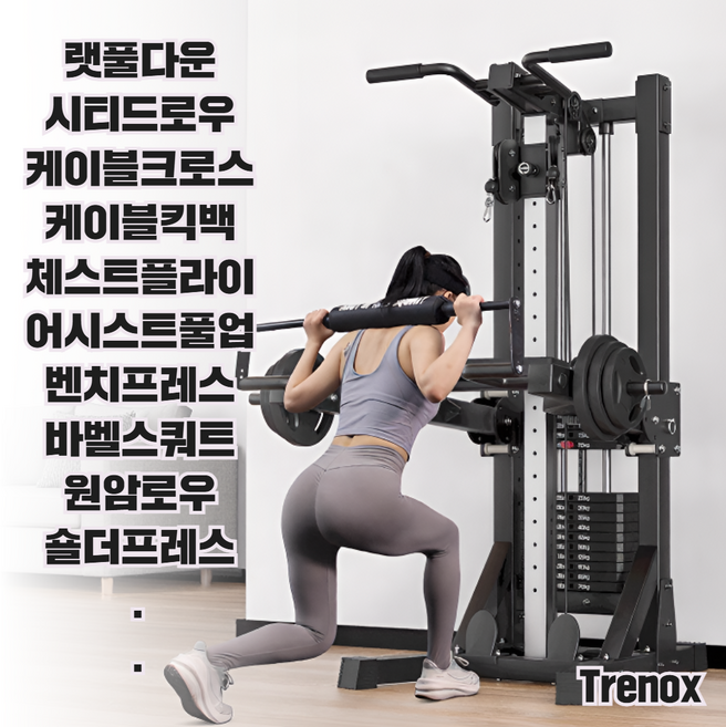 [트레녹스] 홈짐 세트 벤치프레스 철봉 헬스기구 치닝디핑 스미스머신 다기능 턱걸이 풀업 홈트, 클래식형+70kg추