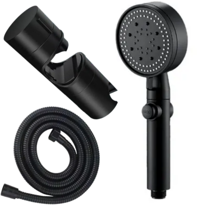 소소센스 수압상승 업그레이드 6단 조절 샤워기헤드 호수2m 샤워기걸이, 블랙색, 1개