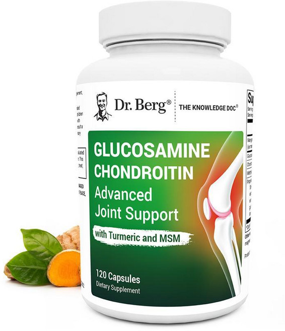 Dr. Berg 글루코사민 콘드로이틴 MSM 강황 및 보스웰리아 - 1500mg 글루코사민 설페이트 함유 고급 관절 지원 보충제 - 120캡슐 포함, 1개, 120정