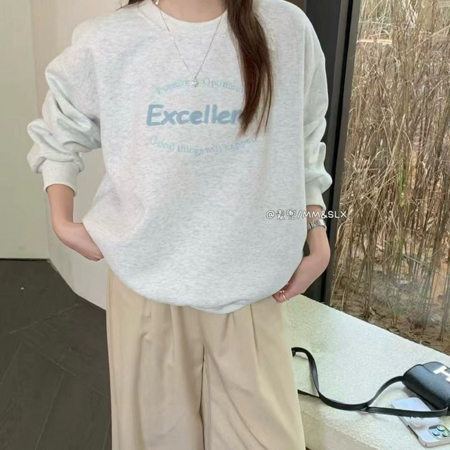 美式字母印花大學T EXCELLENT 長袖上衣