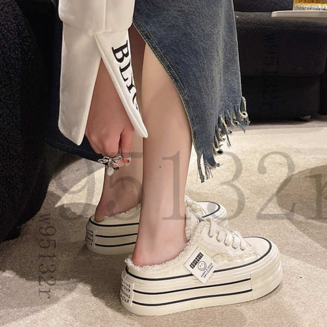 女夏 帆布厚底懶人半拖鞋