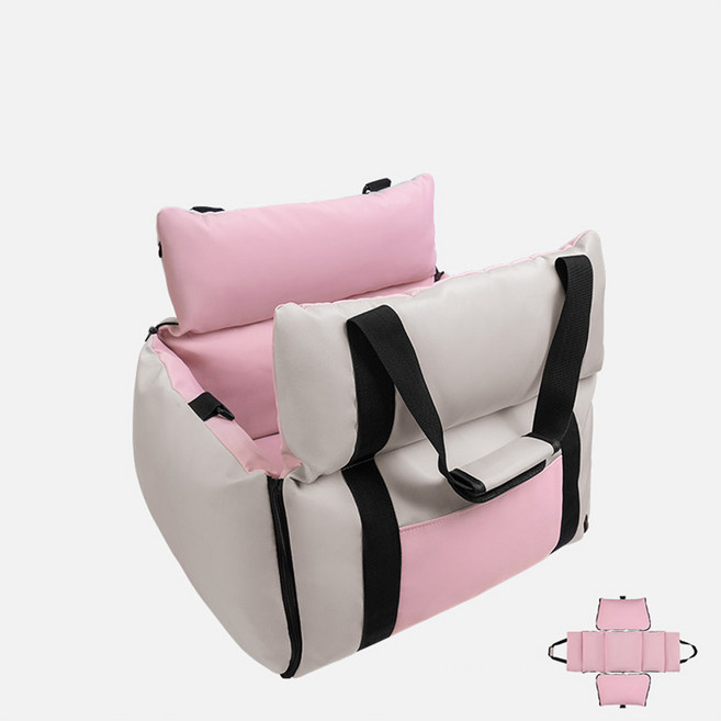 차량용 강아지 매트 애견 카시트 이동가방 방수재 탈부착 세탁 세탁기 세탁, 1개, 핑크색