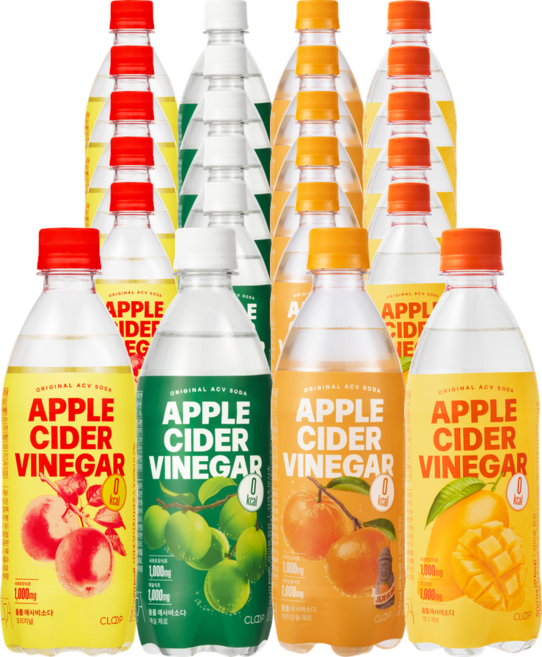 클룹 애사비소다 4종 세트 (오리지널+감귤+매실+망고), 24개, 500ml