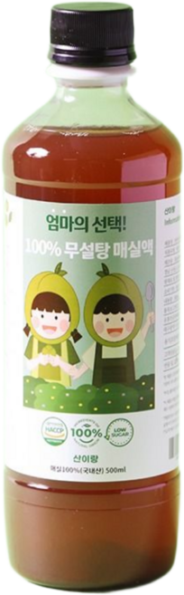 산이랑 무설탕 매실청 백프로 매실원액, 1개, 500ml