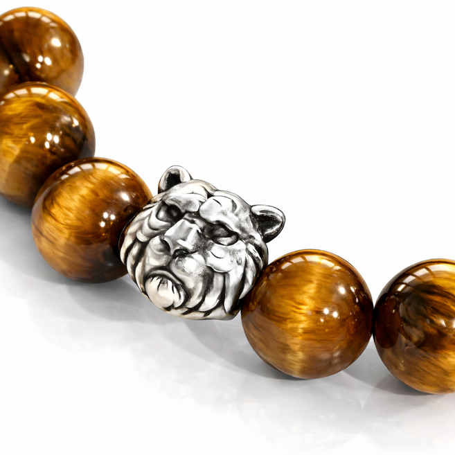 브라운 호안석 호랑이눈 원석팔찌 재물운 행운 남자 여자 커플 염주 팔찌