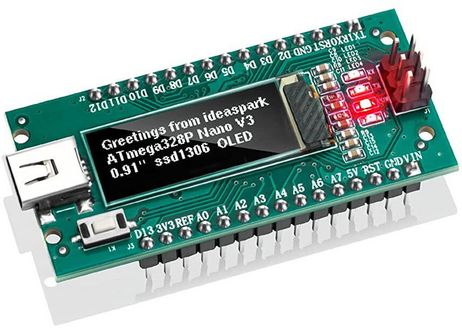 IdeaSpark나노V3.0 나노보드ATmega328PCH340마이크로컨트롤러내장0.91인치OLED디스플레이128x32SSD1306IICI2C아두이노나노V3.0과완벽하게호환11, IdeaSpark나노V3.0,나노보드ATmega328P