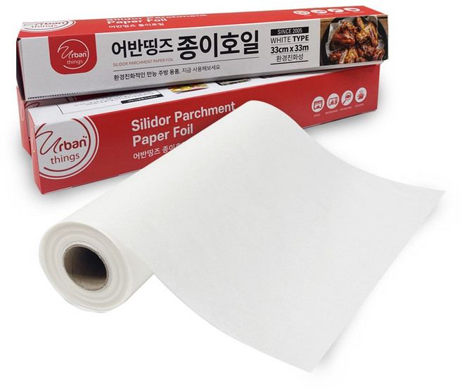 어반띵즈 종이호일 33cm x 33m - 화이트 롤타입 대용량 가정 업소 식당, 1개