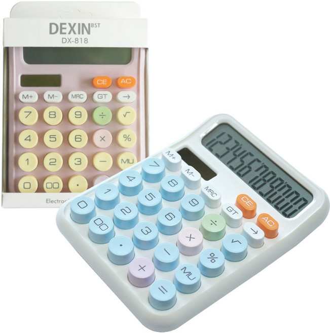 에코럭키 파스텔 태양열계산기 12자리 건전지겸용 DX-818, 1개, 태양열 파스텔 계산기-핑크