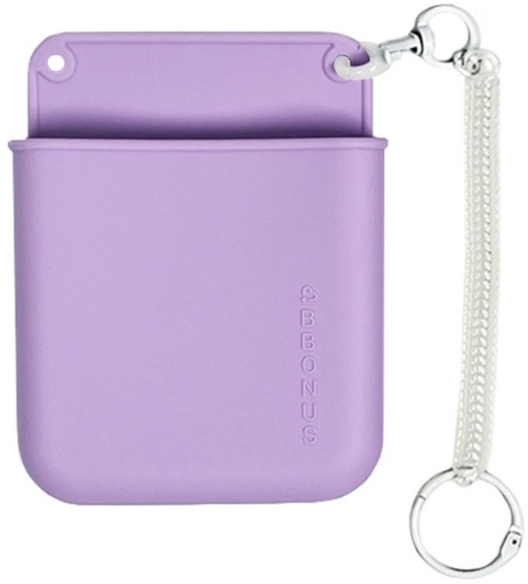 뽀너스 포켓쏙 실리콘 플러스 널스포켓 + 스프링 고리, 퍼플, 1세트