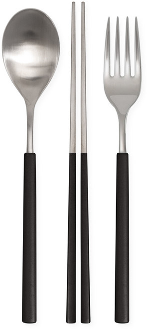 보테 올스텐 컬러 수저+포크세트, 1세트, 숟가락+젓가락+포크, 딥블랙