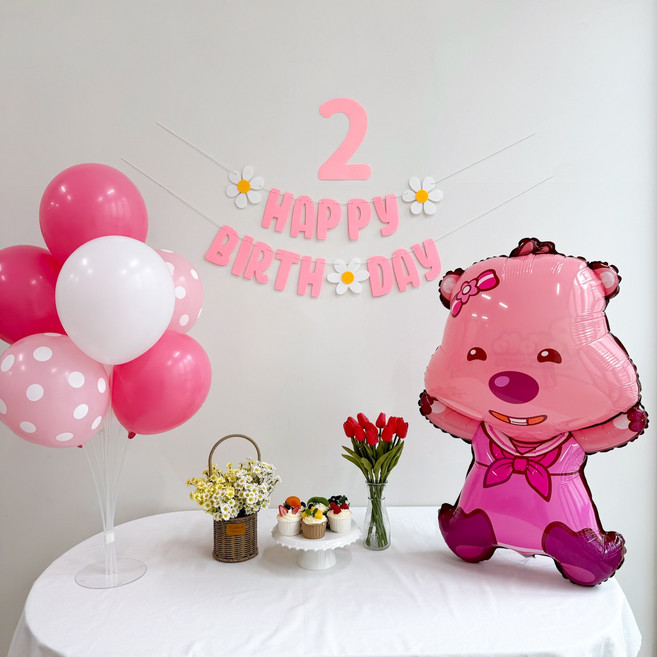 쏙쏙마켓 루피 생일 파티 세트 캐릭터 대형 풍선 파티용품, 루피 세트 + 펠트 숫자 가랜드 2