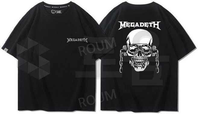 메가데스 MEGADETH 프린트 반소매 남여공용 티셔츠 여름 봄 순면 유니섹스 반팔티