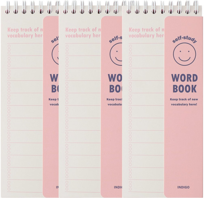 [3권SET] 인디고 혼자공부 단어장 (1200단어 영어단어 미니수첩), 3개, 핑크 스마일