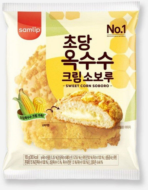 삼립 간식 빵 초당옥수수 크림 소보루, 105g, 12개