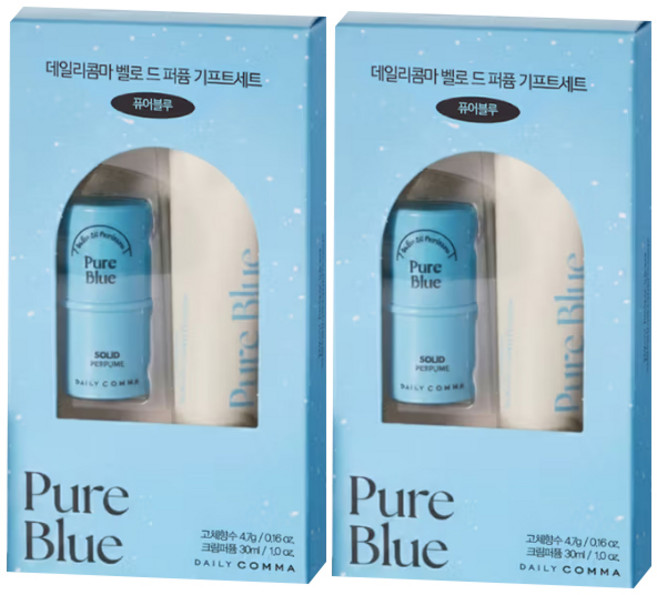 데일리콤마 벨로 드 퍼퓸 기프트세트 퓨어블루(고체향수+크림퍼퓸), 2개
