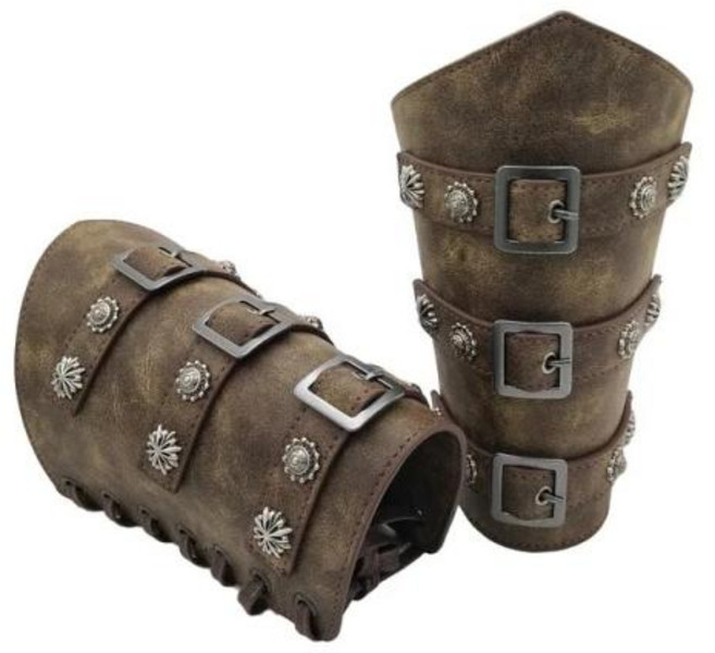 건틀릿 갑옷 남성용 중세 장갑 넓은 커프스 팔찌 스팀펑크 전사 건틀렛 르네상스 기사단 레트로 가죽 2 개