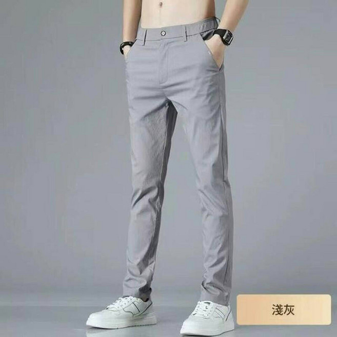 休閒褲男冰絲長褲褲吸濕排汗男長褲大尺碼直筒運動褲夏季工作褲修身薄長褲中年商務男裝褲子透氣西裝褲彈力男士吸濕排汗冰絲褲長褲