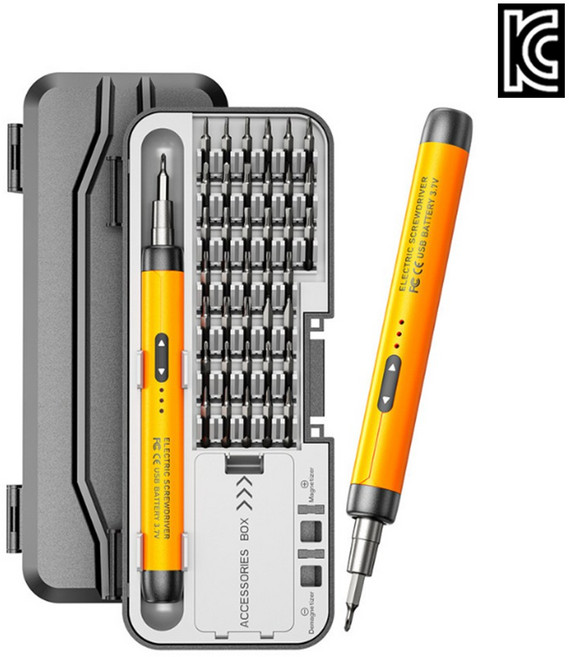 소형 정밀 무선 전동 드라이버 46종 세트, 1개, 오렌지