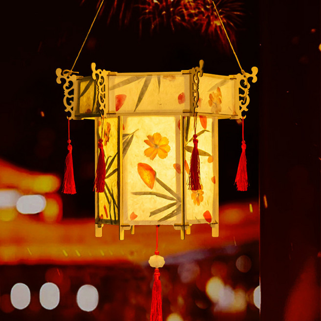 中秋古風花燈手提紙燈, 花草紙大宮燈