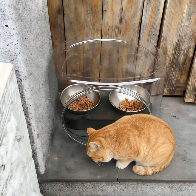 길 고양이 가림막 사료 보호 비 덮개 투명 방수커버 급식소, 1개