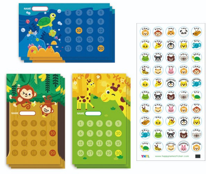 스페셜모먼트 미니 칭찬스티커판9매+칭차스티커9매 애니멀 프린세스 어린왕자 헬로키티, 미니9매:애니멀, 1세트