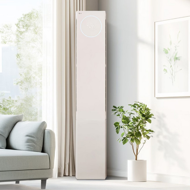 18평형 2등급/ FQ18FV3BA1/ LG 휘센 오브제컬렉션 뷰 에어컨 싱글/ 3시리즈 스탠드형 에어컨 카밍베이지/ 2025년 출시/, 매립배관형, FQ18FV3BA1 카밍베이지