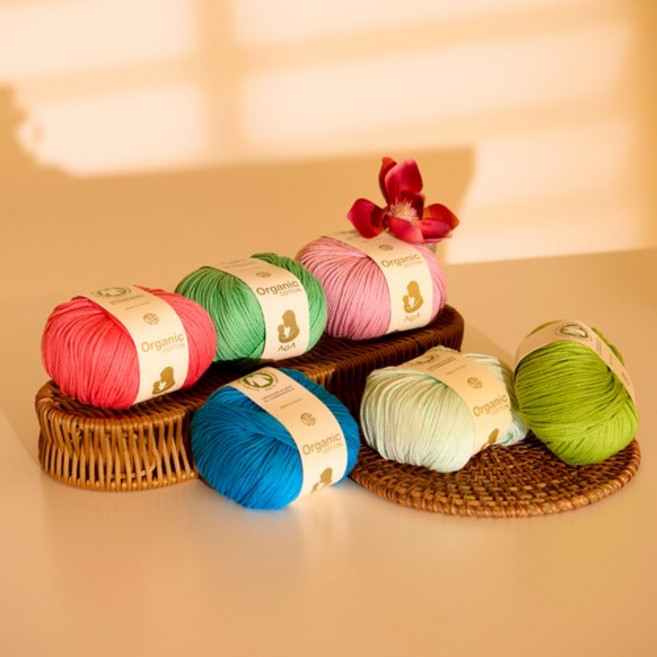 아가 오가닉코튼 뜨개실 유기농실 면실 오가닉실 털실 프랜즈얀, 03. 연노랑, 1개