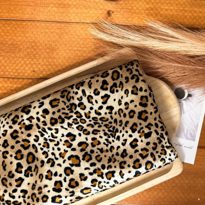 CRT 022 탐나요 벨벳 레오파트 스판 패브릭 호피 무늬 패턴 원단 대폭 벨로아 천, 1개, 레오파트 스몰