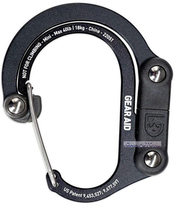 GEAR AID 기어에이트 히어로클립 HEROCLIP 360도 회전 후크 카라비너 캠핑 클립 수납 걸이 고리 포켓훅, Stealth Black, 1개