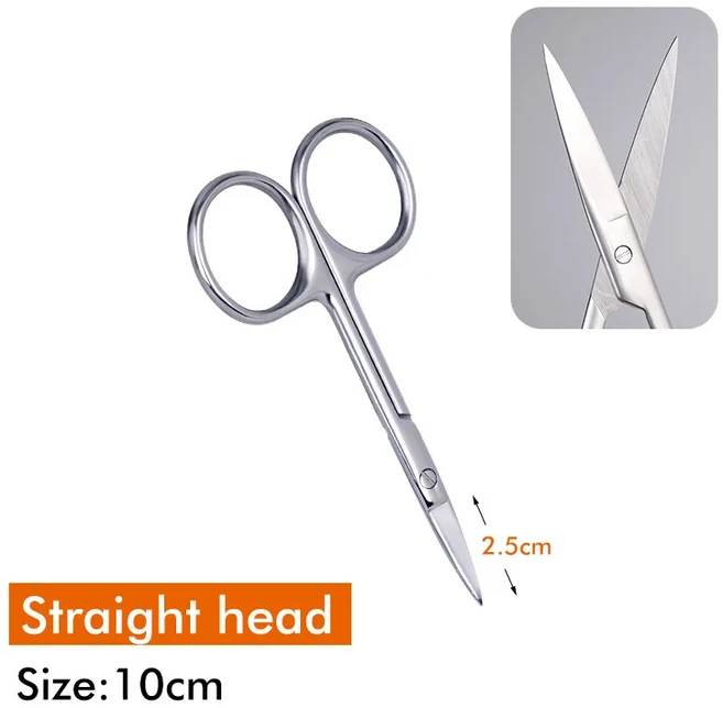 스테인레스 스틸 스티치 봉합 제거 가위 수의사 수술 직선 팁 깨끗하고 멸균 이발, 10CM Straight