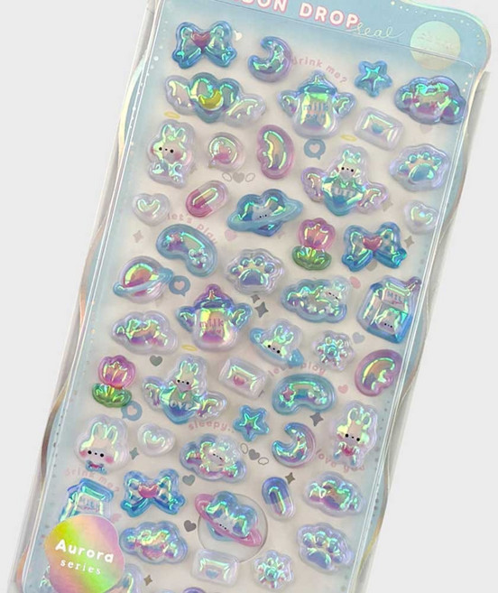 3D크리스탈 스티커 봉봉드롭 오로라 05스카이바니 1개