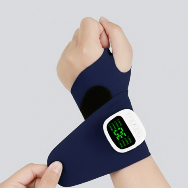 KC공식인증 저주파손목마사지기 EMS 온열손목마사지보호대, 네이비, KJH-X3HW