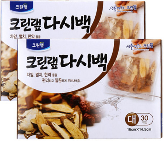 크린랩 다시백 (대) 30매입 - 티팩/멸치육수/국물/차거름망 일회용품 공주머니 랲, 2개, 30개