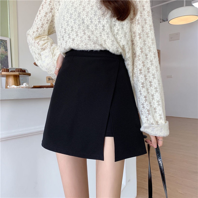 大碼不規則短裙 A字包臀裙 高腰開叉裙